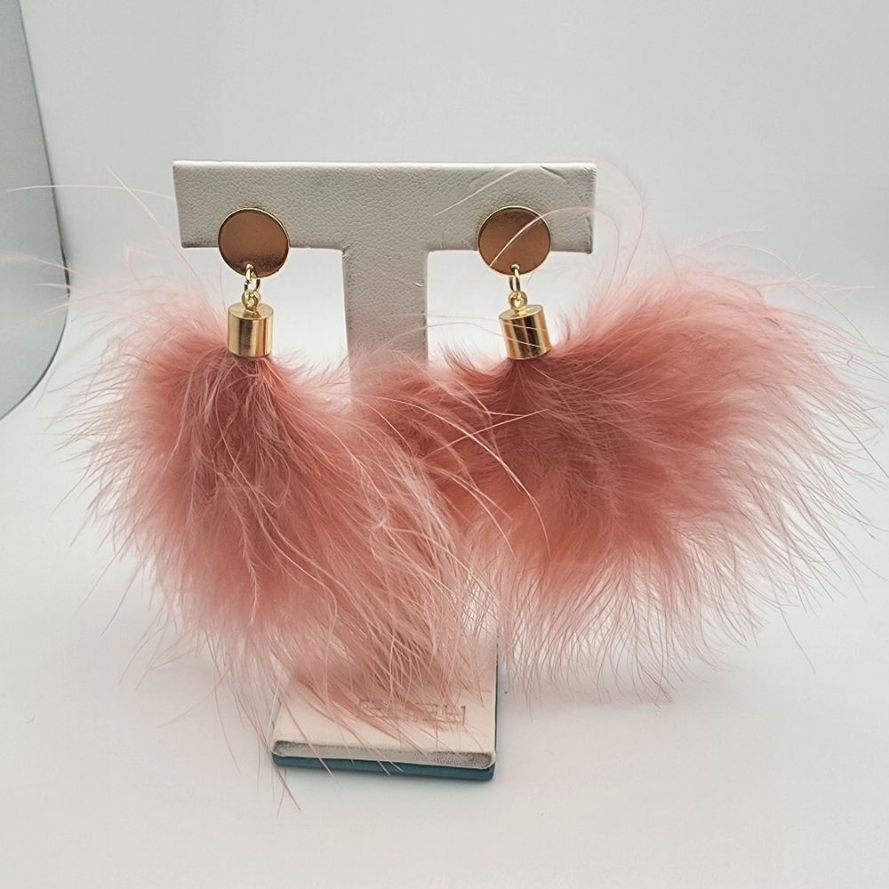 NWOT Molly Phillips Pink Feather Earrings